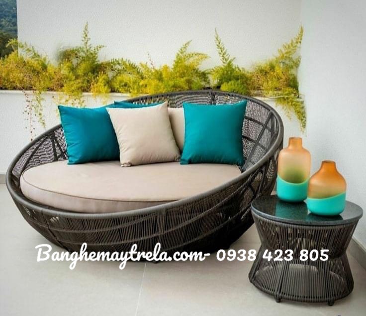 Giường tròn hồ bơi mây nhựa
